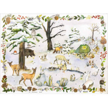 Animals at the Winter Pond XL Paper Advent Calendar ~ Germany ~ 19-5/8" x 14-3/4"